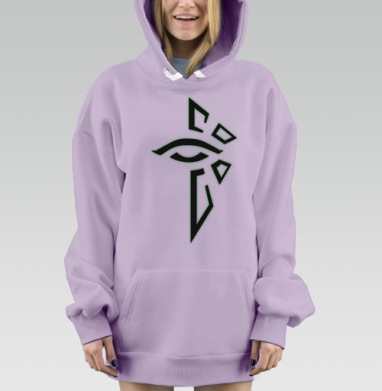 Мистический символ всевидящего ока в минимализме, Hoodie Mjhigh Dig Mel, Fiolet, утепленная