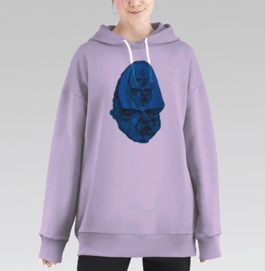 Многослойное гравюрное лицо - искусство глубины, Hoodie Long Oversize Fiolet