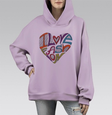Мода-любовь моя!, Hoodie Mono Fiolet, оверсайз, утепленная