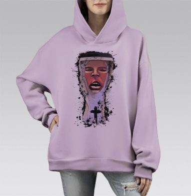 Монашка, Hoodie Mono Fiolet, оверсайз, утепленная