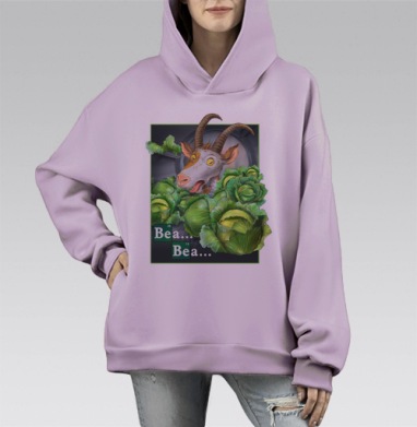 Money cabbage / Денежная капуста, Hoodie Mono Fiolet, оверсайз, утепленная