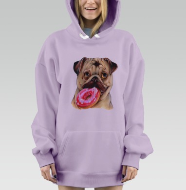 Мопс и пончик, Hoodie Mjhigh Dig Mel, Fiolet, утепленная