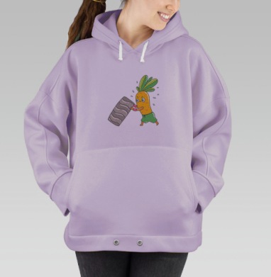 Морковка-атлет с тяжёлой штангой и мотивацией, Hoodie Oversize Fiolet