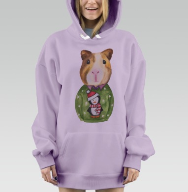 Морская свинка в свитере, Hoodie Mjhigh Dig Mel, Fiolet, утепленная