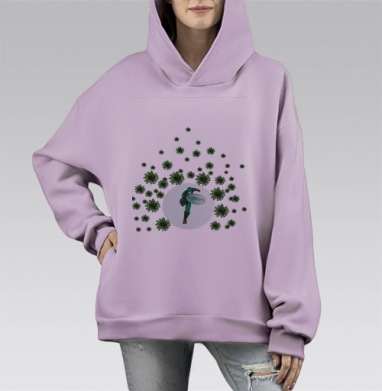 Мощная защита Kaspersky — щит от вирусов, Hoodie Mono Fiolet, оверсайз, утепленная