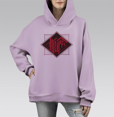 Мощный 3D-логотип HOPE с красным акцентом, Hoodie Mono Fiolet, оверсайз, утепленная