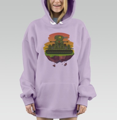 Multi-Turret Soviet Tank / Грозная машина Пали из всех башен!, Hoodie Mjhigh Dig Mel, Fiolet, утепленная