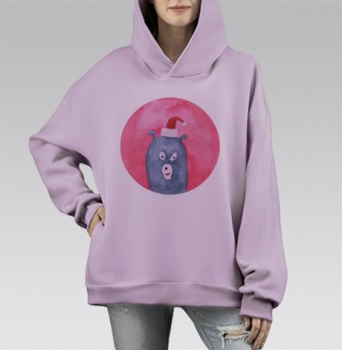 Набор праздничных минималистичных иллюстраций, Hoodie Mono Fiolet, оверсайз, утепленная