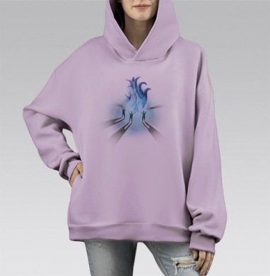 Настоящий свет, Hoodie Mono Fiolet, оверсайз, утепленная