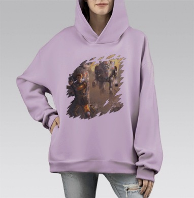 Не равный бой, Hoodie Mono Fiolet, оверсайз, утепленная