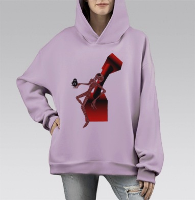 Не знаю., Hoodie Mono Fiolet, оверсайз, утепленная