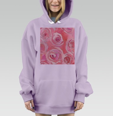 Нежные акварельные розы, Hoodie Mjhigh Dig Mel, Fiolet, утепленная