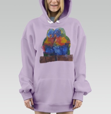 Нежные пташки, Hoodie Mjhigh Dig Mel, Fiolet, утепленная