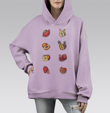 Немного фруктов, Hoodie Mono Fiolet, оверсайз, утепленная