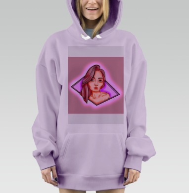 Neon Girl / Неоновая девушка, Hoodie Mjhigh Dig Mel, Fiolet, утепленная