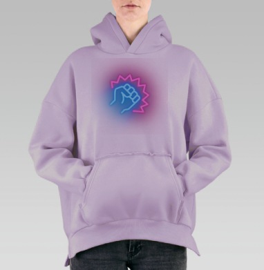 Неоновый удар, Hoodie Oversize Fiolet, утепленная