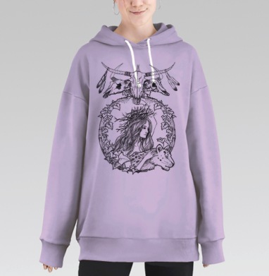 Нимфа северных лесов, Hoodie Long Oversize Fiolet