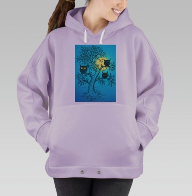 Ночная жизнь сов, Hoodie Oversize Fiolet