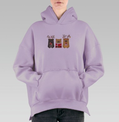 Новогодние радости, Hoodie Oversize Fiolet, утепленная