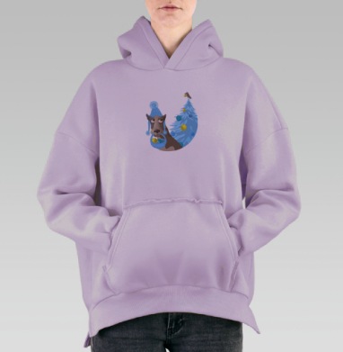 Новогодний эльф, Hoodie Oversize Fiolet, утепленная
