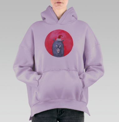 Новогодний медведь, Hoodie Oversize Fiolet, утепленная