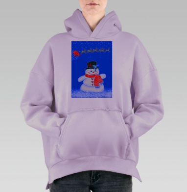 Новогодний снеговик, Hoodie Oversize Fiolet, утепленная