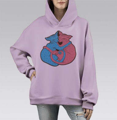Объятия сфинксов: Любовь и гармония инь-ян, Hoodie Mono Fiolet, оверсайз, утепленная