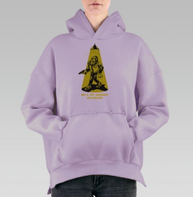 Обезьяна фрисби, Hoodie Oversize Fiolet, утепленная