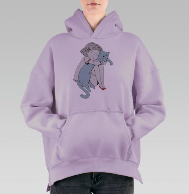 обнимашки, Hoodie Oversize Fiolet, утепленная