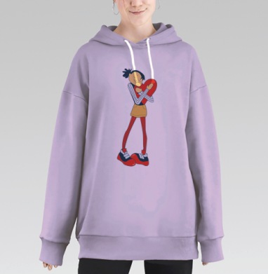 Обнимая сердце, Hoodie Long Oversize Fiolet