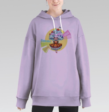 Очарование Капкейка: Девочка в Сладком Образе, Hoodie Long Oversize Fiolet