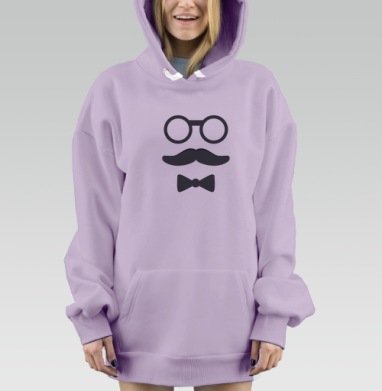 Очки и усы, Hoodie Mjhigh Dig Mel, Fiolet, утепленная