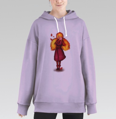 Огненная Лиса в Бордовом Платье Осенью, Hoodie Long Oversize Fiolet