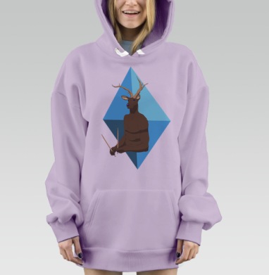 Олень с барабанными палочками — музыкальный мистицизм, Hoodie Mjhigh Dig Mel, Fiolet, утепленная