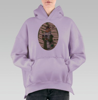 Олень хипстер, Hoodie Oversize Fiolet, утепленная