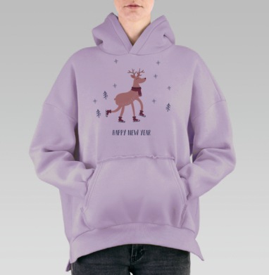 Оленик новогодний, Hoodie Oversize Fiolet, утепленная