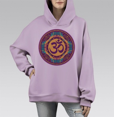 Ом, Hoodie Mono Fiolet, оверсайз, утепленная