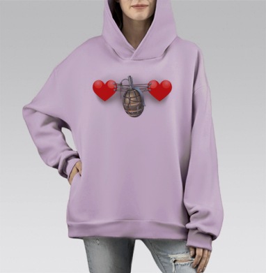 Опасная связь, Hoodie Mono Fiolet, оверсайз, утепленная