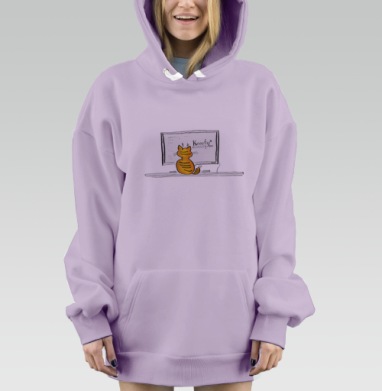 Оранжевый кот у доски с надписью Keeety, Hoodie Mjhigh Dig Mel, Fiolet, утепленная