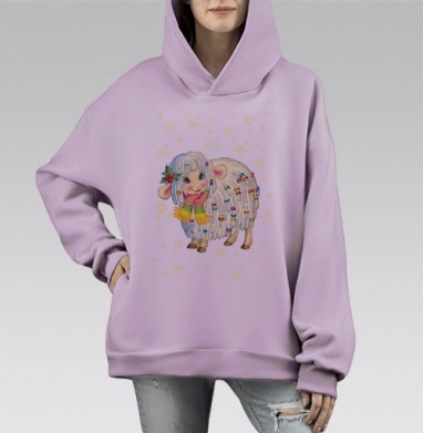 овечка, Hoodie Mono Fiolet, оверсайз, утепленная