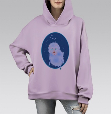 Овечка задумалась, Hoodie Mono Fiolet, оверсайз, утепленная