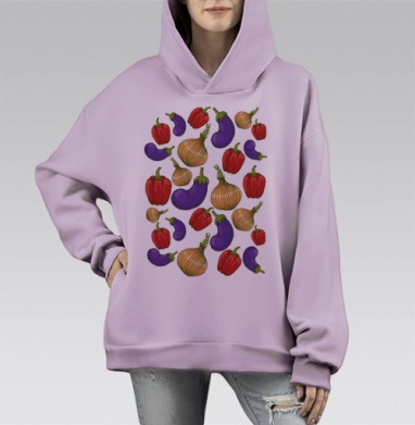 Овощи, Hoodie Mono Fiolet, оверсайз, утепленная