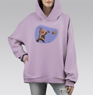 охотник, однако, Hoodie Mono Fiolet, оверсайз, утепленная