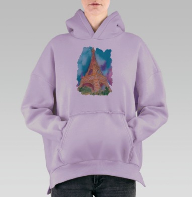Париж, я люблю тебя, Hoodie Oversize Fiolet, утепленная