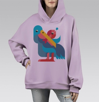 Пеликан, Hoodie Mono Fiolet, оверсайз, утепленная