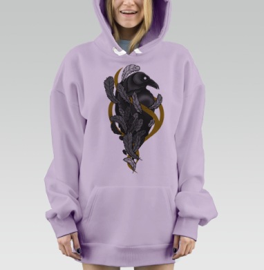 Перья ворона, Hoodie Mjhigh Dig Mel, Fiolet, утепленная