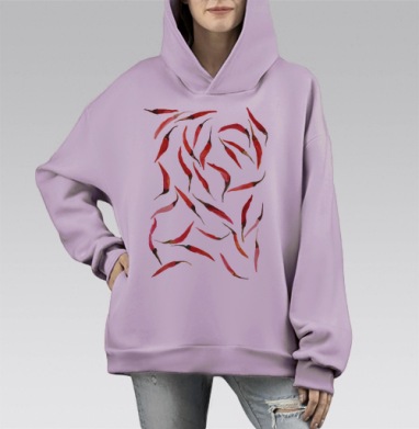 Перцев много не бывает, Hoodie Mono Fiolet, оверсайз, утепленная