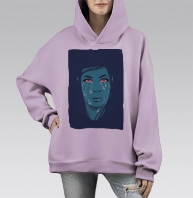 первый снег, Hoodie Mono Fiolet, оверсайз, утепленная