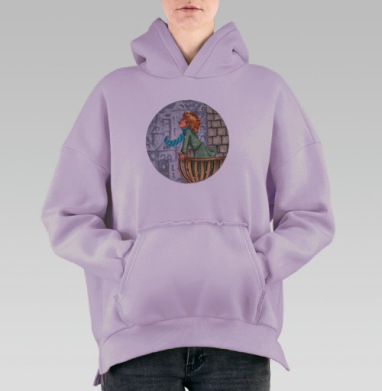 Первый снег в городе, Hoodie Oversize Fiolet, утепленная