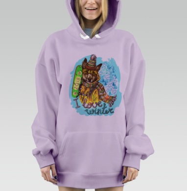 Пес-сноубордист, Hoodie Mjhigh Dig Mel, Fiolet, утепленная